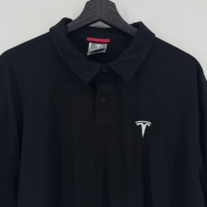 Tesla Motor Co Mens 3XL Black Short Sleeve Polo Shirt Logo Embroidered